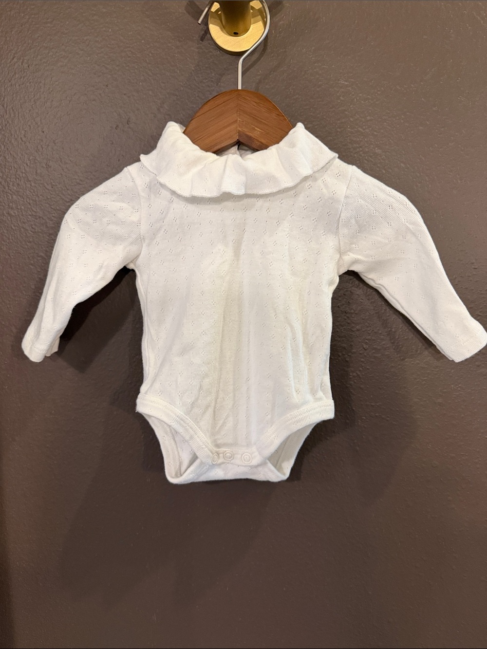 Classic White Ruffle-Trim Baby One-Piece